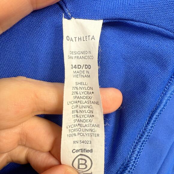 ATHLETA Maldives High Neck Swim Tank Underwire Tankini Yacht Blue Sz 34D/DD - Picture 12 of 12
